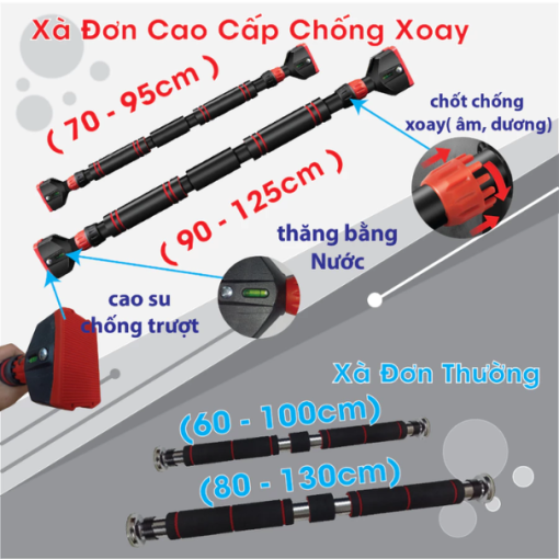 Xà Đơn Gắn Cửa – Dụng Cụ Tập Luyện Toàn Thân Tại Nhà 3 Xà đơn DNG Sport